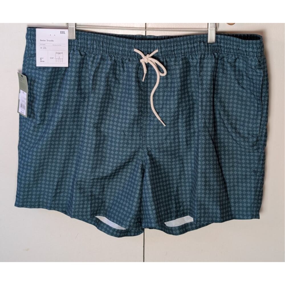 Goodfellow Plaid Dark Blue Swim Trunks  XXL